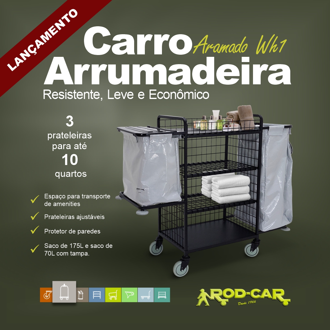 Carro arrumadeira aramado WH1A-BT