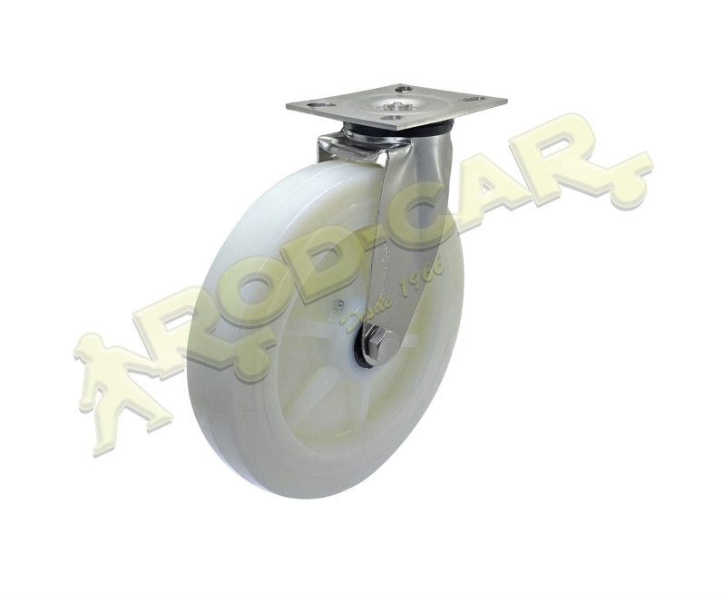 Rodízio Giratório GIRX 102 NNN com Roda de Nylon e Bucha de Nylon – Aço Inox AISI 304