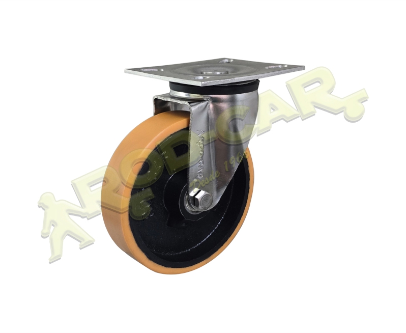 Rodízio Giratório GIRX 614 UFK com Roda de Poliuretano e Núcleo de Ferro Fundido – Aço Inox AISI 304